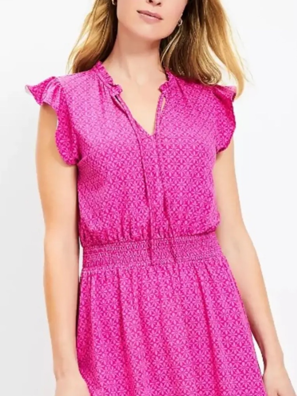 Loft Cotton Modal Flutter Sleeve Dress